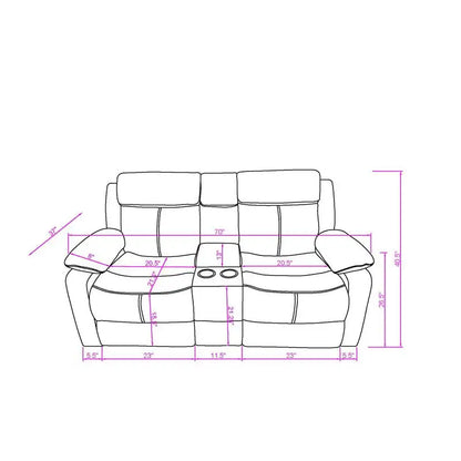 3-Piece Reclining Sofa Set with LED Lights – Sofa, Loveseat & Recliner for Living Room.