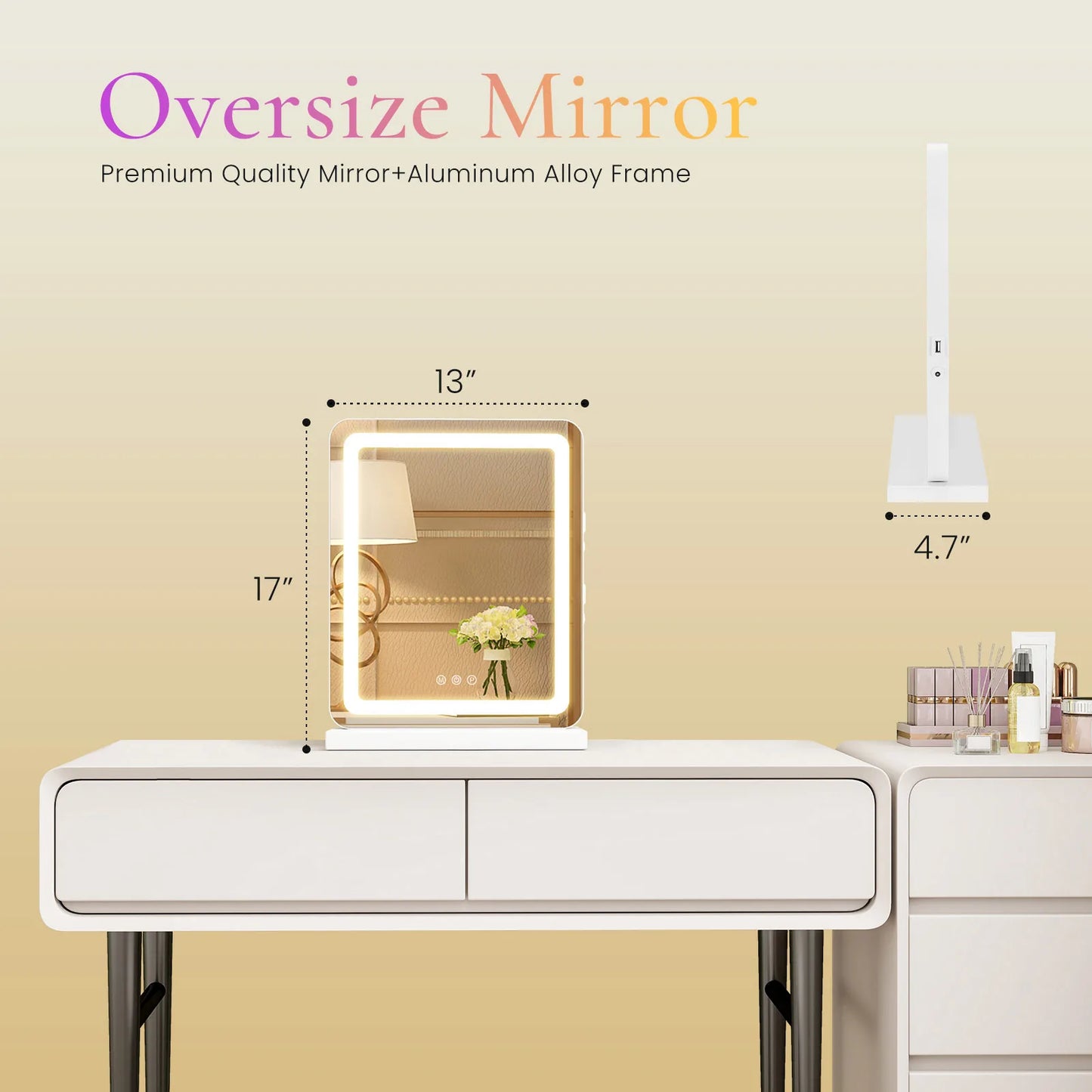 LED Vanity Mirror with Lights and Aluminum Frame