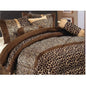 Queen Size Brown Animal Print Zebra, Giraffe Comforter Set, Microfiber Bedding.