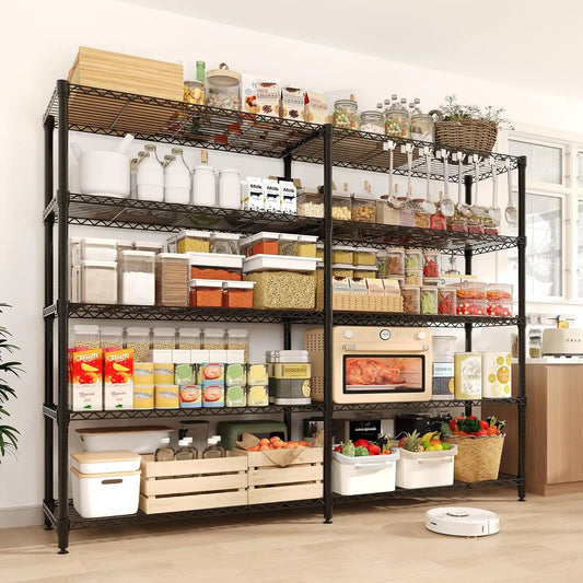 Heavy Duty Storage Shelves 4/5 Tiers Metal Shelving Unit Adjustable Organization Pantry Shelves.