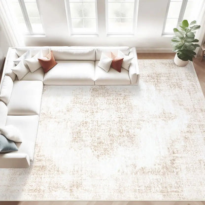 8x10 Vintage Rug Large Washable Living Room, Retro Medallion, Soft Low Pile Nonslip