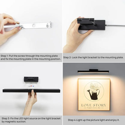 16in Wireless Art Light for Paintings CCT Dimmable Recharging, with Remote Control.