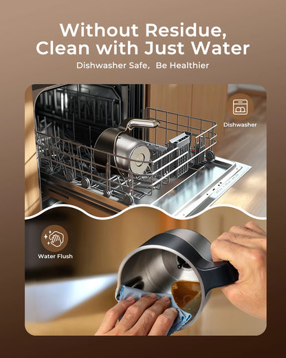 Milk Frother and Steamer, 8-in-1 Electric Frother for Coffee, Detachable Milk Steamer- Dishwasher Safe.