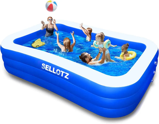 Inflatable Pool for Kids and Adults, 120" X 72" X 22" Oversized Thickened Family Pool for Toddlers