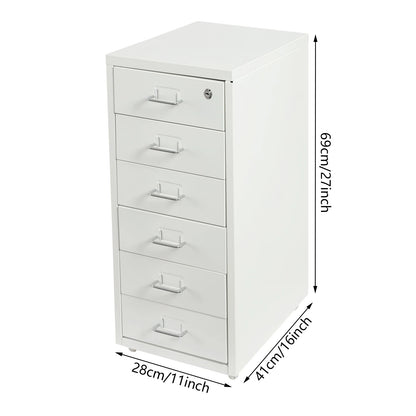 6 Drawer File Cabinet with Lock, Filing Storage Cabinets with Wheels, Organizer for Home Office Study.