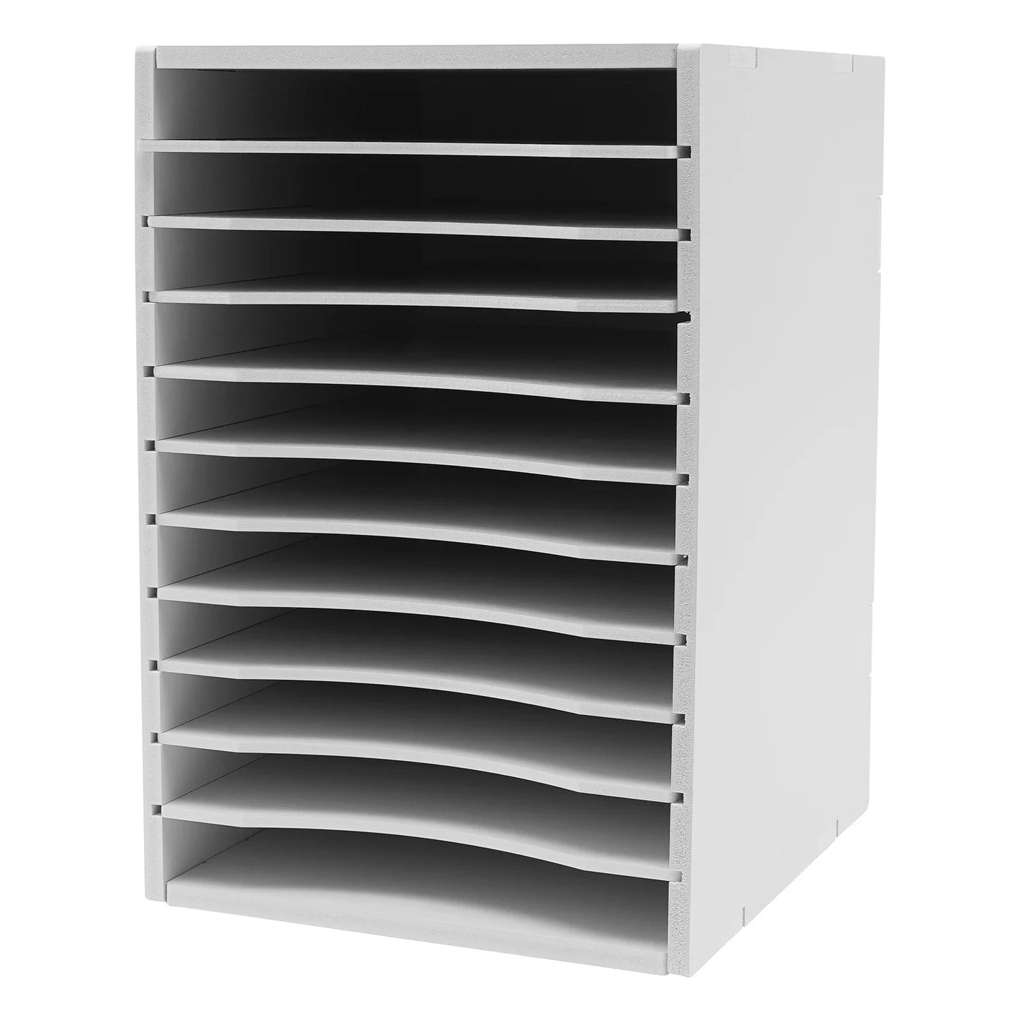 Adjustable Desktop File Organizer, 11 Compartments, Removable Dividers for Office Supplies.