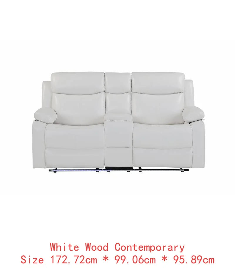 3-Piece Reclining Sofa Set with LED Lights – Sofa, Loveseat & Recliner for Living Room.