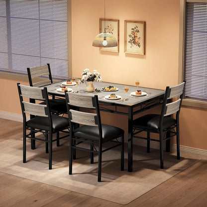 Dining Table Set for 4, Wood Table & Chairs Set of 4 with Corner Protector, Upholstered.