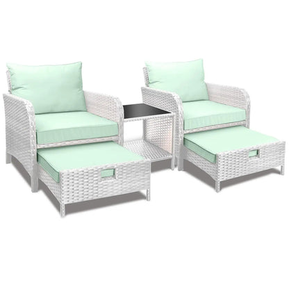 Balcony Furniture 5 Piece Patio Conversation Set, PE Wicker Rattan Outdoor Lounge Chairs.