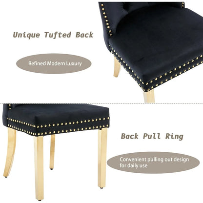Velvet Dining Chairs Set of 4, Upholstered High-end Tufted Dining Chair with Nail head Back.