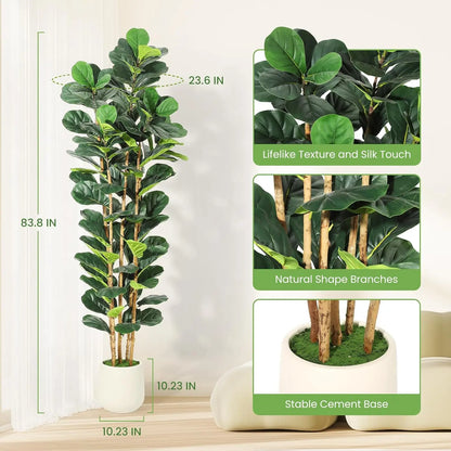 5/6/7 FT Artificial Fiddle Leaf Fig Tree with Pot Faux with Artificial Plants for Home
