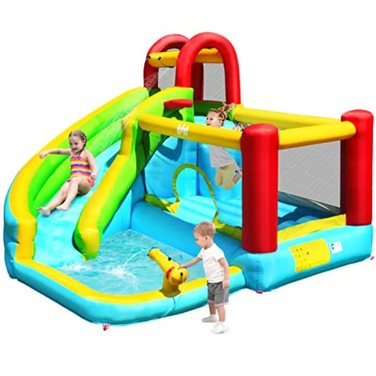 Inflatable Water Slide Bounce House with Splash Pool Climbing Wall for Backyard.
