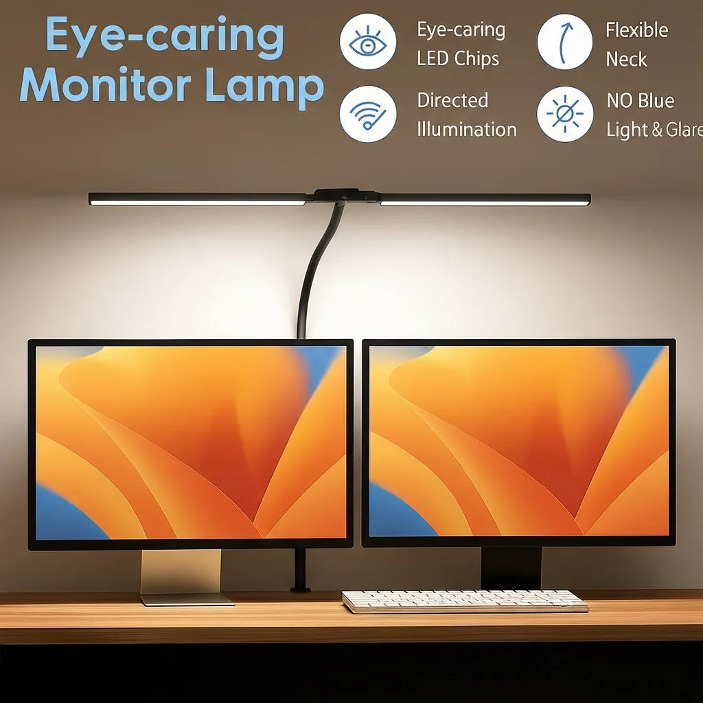 Double Head LED Desk Lamp Dimmable PC Monitor Light USB Table Lamps.