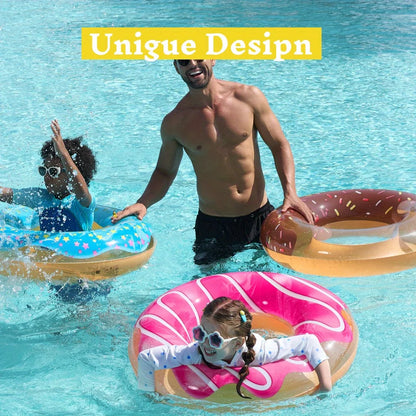 JOYFY 32.5" Donut Pool Float with Glitters 3 Pack Funny Tube Toys for Swimming Pool.