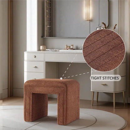 Set Style Vanity Stool Chair, Modern Boucle Ottoman Foot Stool, Sofa Bench.