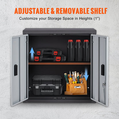 Foldable Wall Cabinet Metal Garage Locker Mounted Tool Chest Adjustable Shelf Magnetic Door.