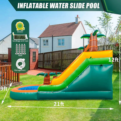 Inflatable pool Summer Outdoor Air Bounce Water Amusement Play Equipment, Double Slide Bubble Ball