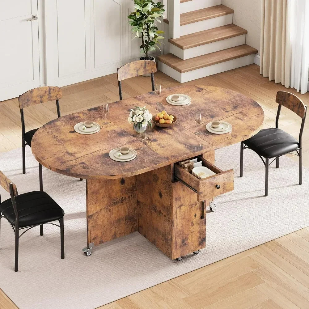 Compact 4-Person Folding Dining Set: Space-Saving Kitchen Table and Chairs Combo