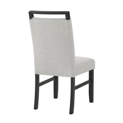 Contemporary 7pc Dining Set with White Faux Marble Rectangular Table and Full Back Upholstered Chairs.