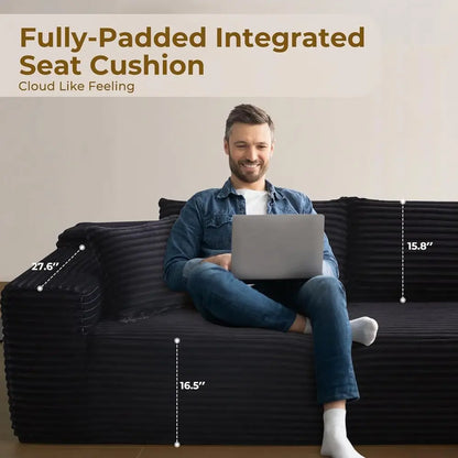 104 L-Shape Sectional Sofa, Plush Upholstered Cloud-Like Couch for Living Room.