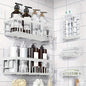 5-Pack Rustproof Stainless Steel Adhesive Shower Caddy No-Drilling Bathroom Storage Shelves