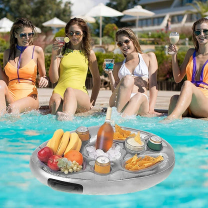 Swimming Pool Float Beer Table Cooler, Bar Tray Inflatable Cup Holder Phone Pad Swimming Pool Food Holder.