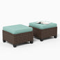 Outdoor Patio Ottomans,2 Pieces All Weather Wicker Ottomans with 4" Thick Cushions.