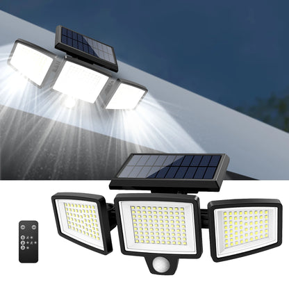 Outdoor Waterproof Solar Light with Motion Sensor 3-Head Security Light for Porches Garages Yard Entrances