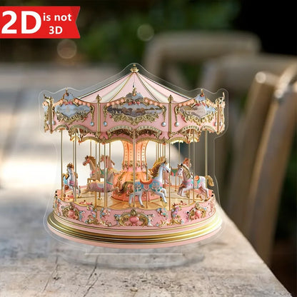 2D dreamy carousel light catcher, a versatile desktop ornament for home and office celebrations.