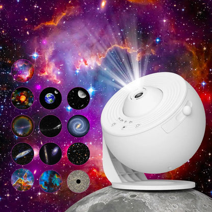 Galaxy Projector for Bedroom, HD Image Projector, Adjustable Light Knob, 13 Film Discs, for Kids.
