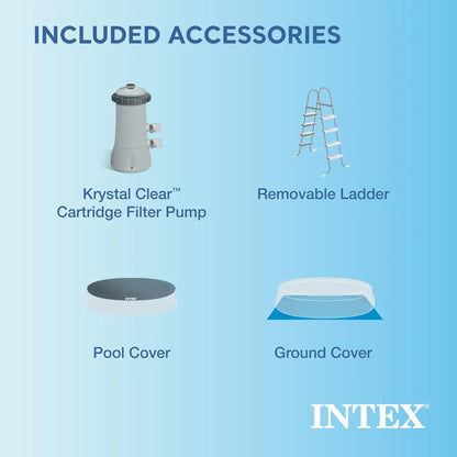 Inflatable Swimming Pool Set: 15ft x 48in – Includes 1000 GPH Cartridge Filter Pump – Removable Ladder.