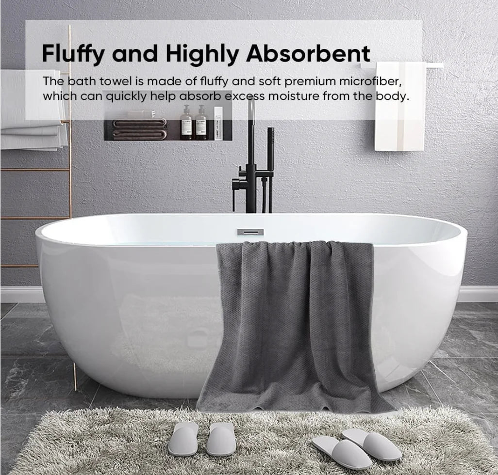 Bath Towel Set Pack of 2, Microfiber Ultra Soft Highly Absorbent Bath Towel, Lightweight and Quick Drying.