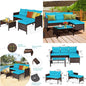 3-Piece Outdoor Rattan Sofa Set with Lounge Chaise and Loveseat Table for Patio.