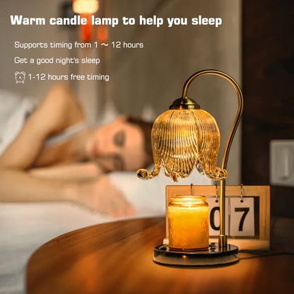 Tulip Flower Warm Candle Lamp French Retro Bedroom Bedside Lamp Fireless Fragrance.