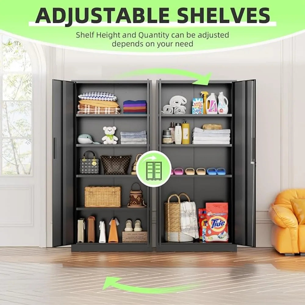 Metal Garage Storage Cabinet, Locking Doors & Adjustable Shelves Tall Storage for Home