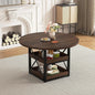 5-Piece Round Dining Table Set with Storage, with 4 PU Leather Chairs, Space Saving.