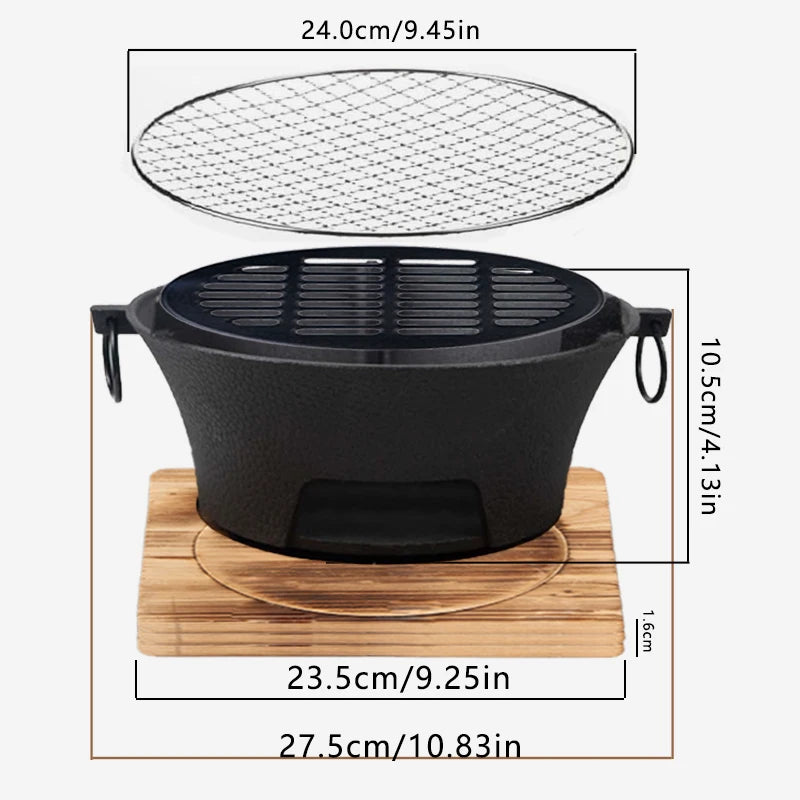 Round barbecue grill, portable camping stove, picnic and desktop small charcoal barbecue grill