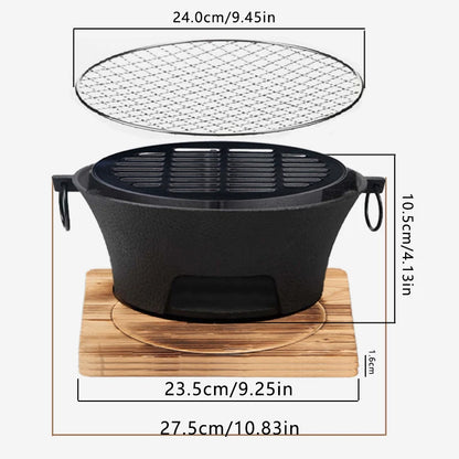 Round barbecue grill, portable camping stove, picnic and desktop small charcoal barbecue grill