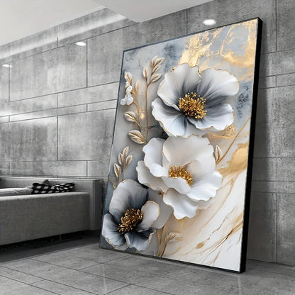 1 modern luxury floral canvas mural, framed 3D floral painting, decoration