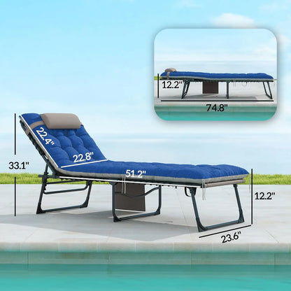 Chaise Lounge Chair Outdoor Set of 2, 5-Position Adjustable Outdoor Pool Lounge Chairs.