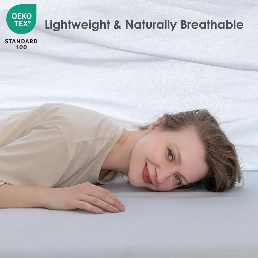 Light Blue 100 Washed Cotton Linen Like Duvet Cover Set Queen Size, 3 Pieces, and 2 Pillow Shams.