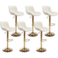 Set of 6 Modern Velvet Swivel Bar Stools, Adjustable Counter Height with Chrome Base, Golden Legs.