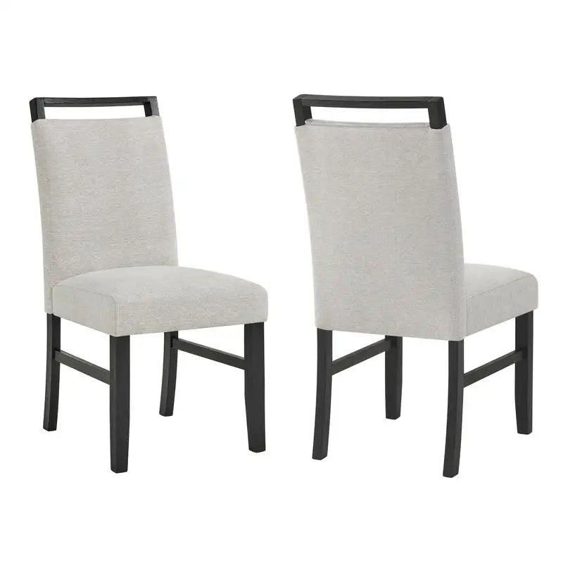 Contemporary 7pc Dining Set with White Faux Marble Rectangular Table and Full Back Upholstered Chairs.