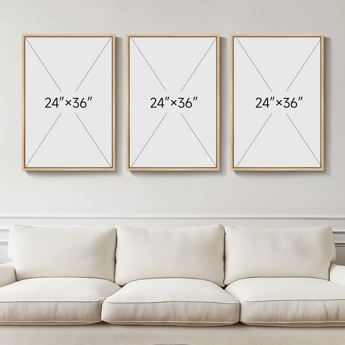 Large Framed Black and White Neutral Abstract Wall Art for Living Room, 3 Piece Boho Canvas Prints.