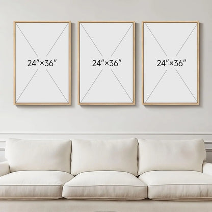 Large Framed Black and White Neutral Abstract Wall Art for Living Room, 3 Piece Boho Canvas Prints.
