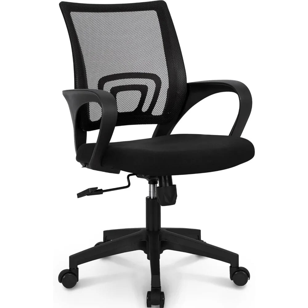 NEO CHAIR Black Mesh Gaming Office Chair Mid Back Lumbar Support Adjustable Height, Swivel.