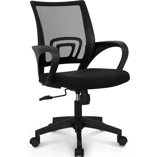 NEO CHAIR Black Mesh Gaming Office Chair Mid Back Lumbar Support Adjustable Height, Swivel.