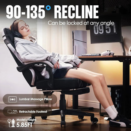 Dowinx Fabric Gaming Chair Ergonomic Computer Chair with Footrest