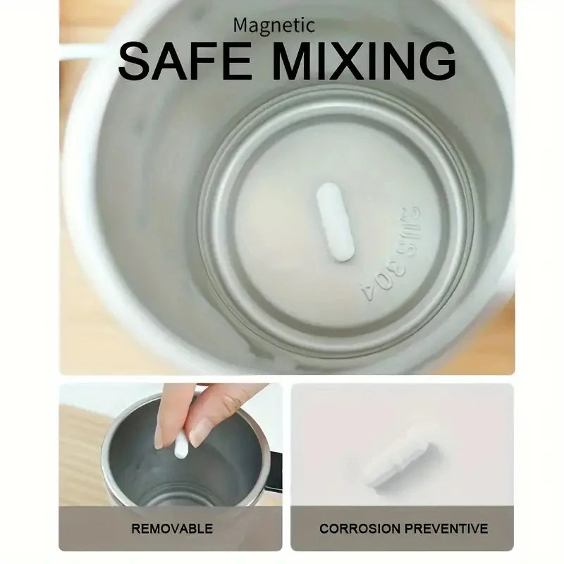 Smart mixing coffee cup LED display|USB charging|magnetic mixing function