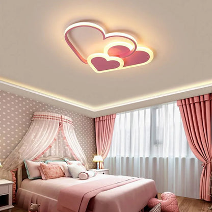 Heart-Shaped LED Ceiling Lamp with Remote Control, Adjustable Color Temperature.